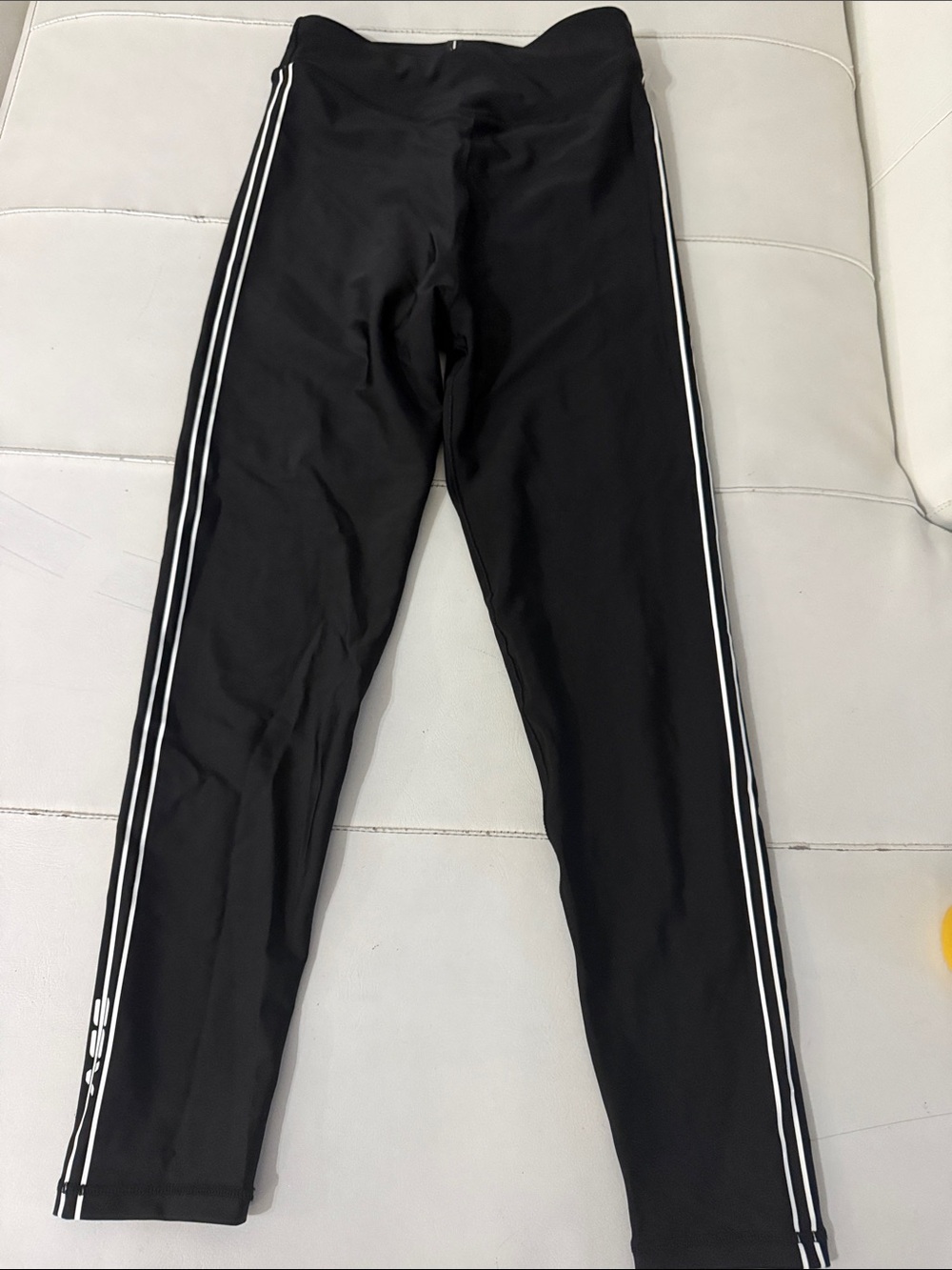 Adam Selman Black High-Rise Leggings with White Side Stripes small